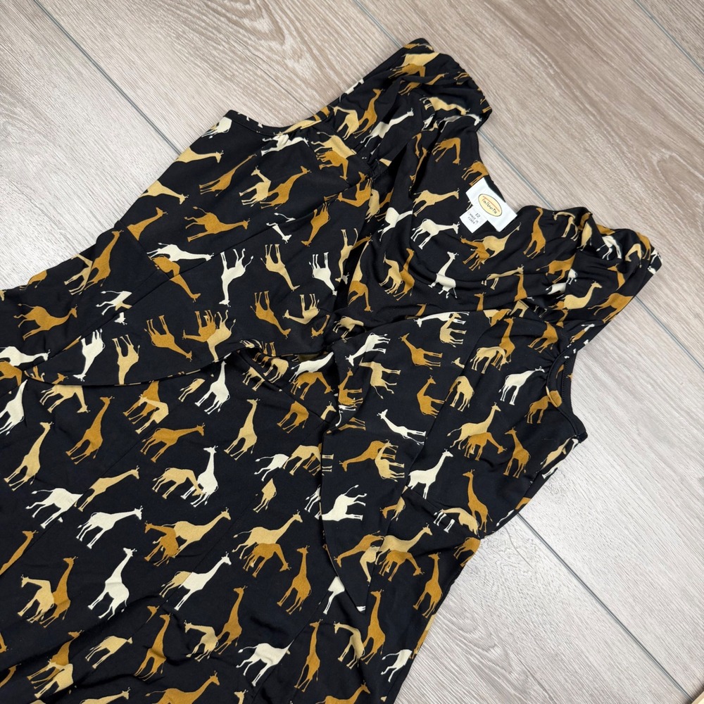 Talbots Womens Dress Giraffe Print Sleeveless Faux Wrap Black Gold 12